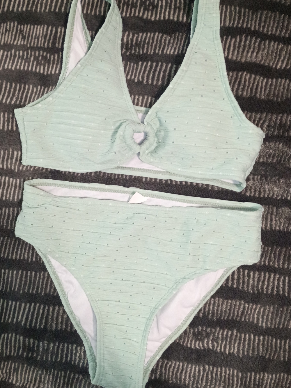 Kids Sage Green Knot-Front Bikini Set Girls Sz 10-11Y